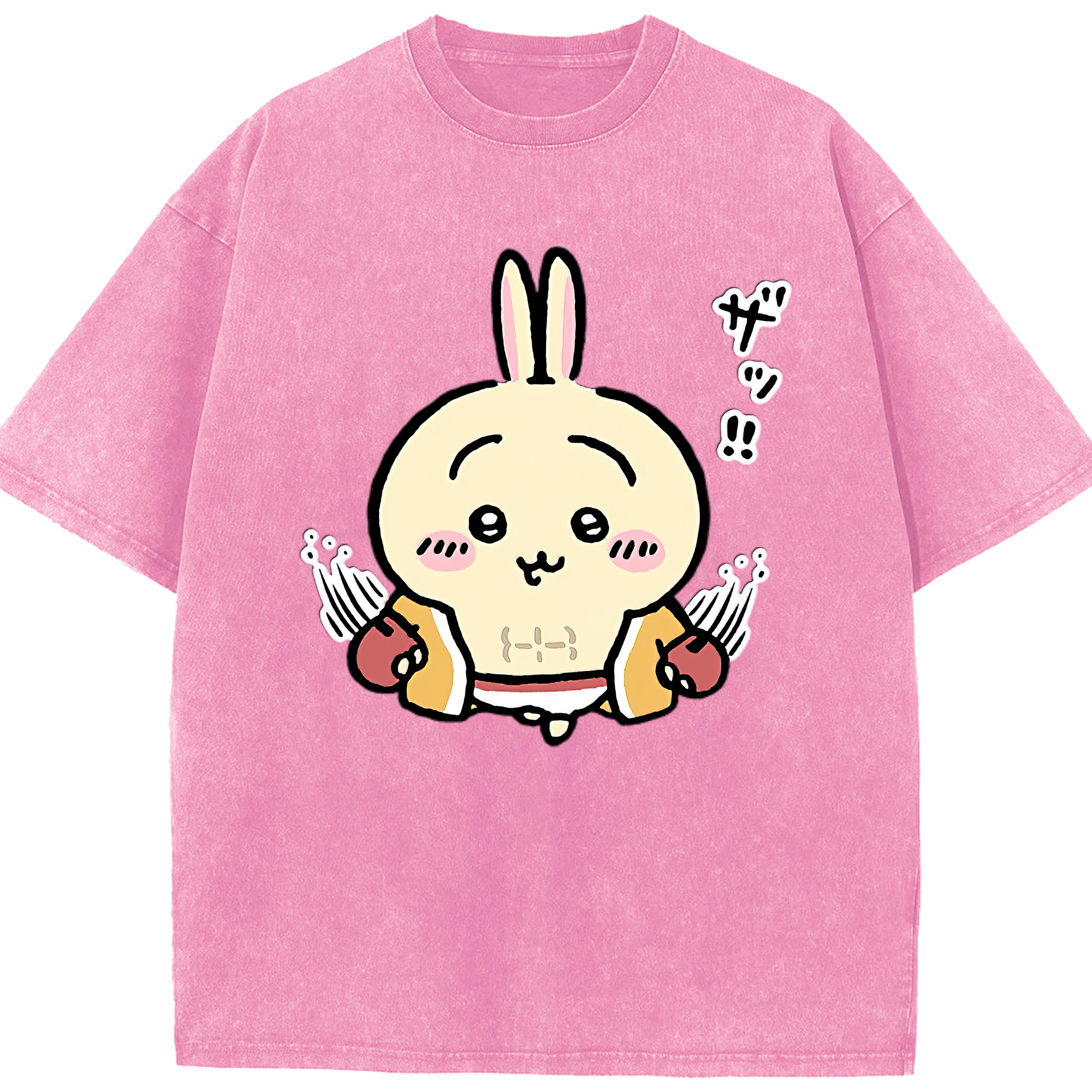 （画像用） ちいかわ うさぎ Chii-kawa usagi 綿100% ヴィンテージ風 半袖Tシャツ（フロントプリント）